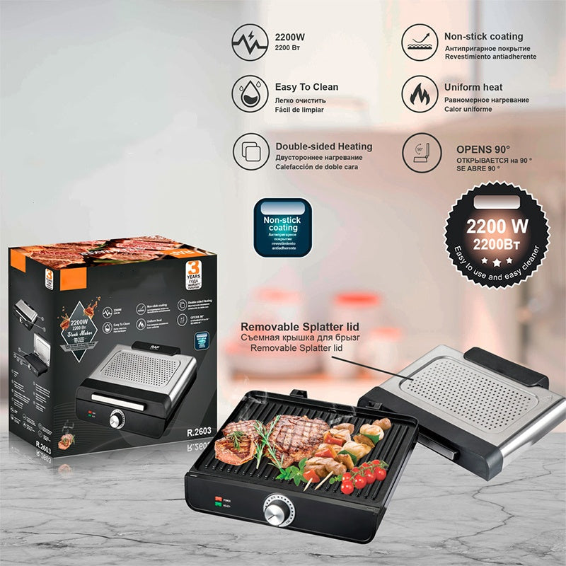 ⏳Tijdelijke aanbieding-gratis verzending⏰2200 W rookloze binnengrill met antiaanbakplaat🥩