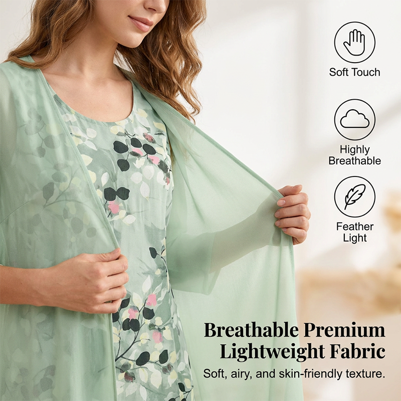 🏆LAATSTE DAG MET 50% KORTING🔥 Elegante chiffon jurk en vest 2-delige set voor dames | Gratis verzending