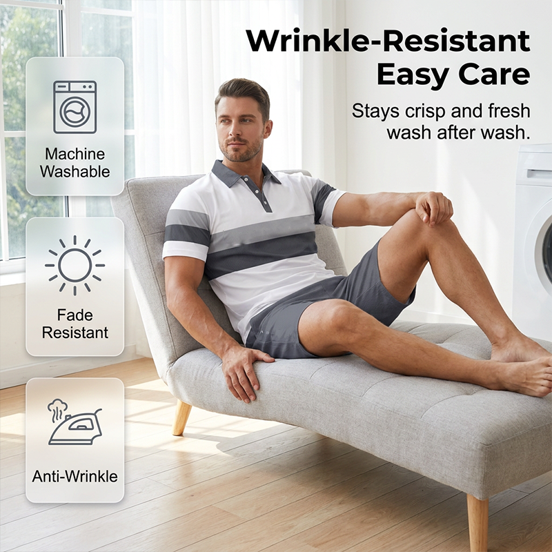 Tweedelig herenpak bestaande uit shirt en short – Digitale print, sportieve pasvorm, kreukvrij ✨