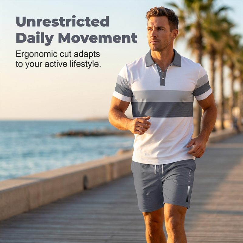 Tweedelig herenpak bestaande uit shirt en short – Digitale print, sportieve pasvorm, kreukvrij ✨