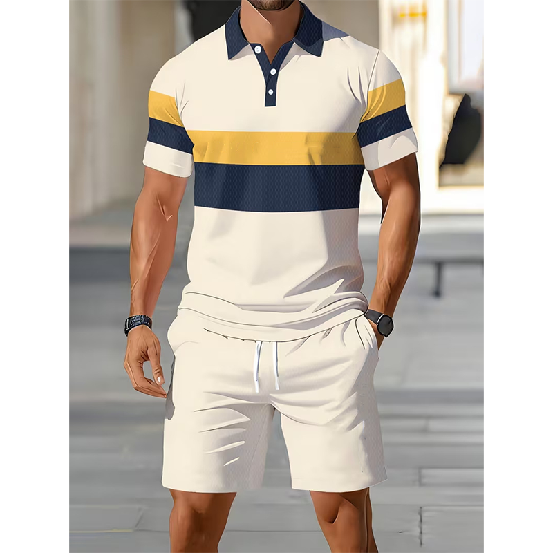 Tweedelig herenpak bestaande uit shirt en short – Digitale print, sportieve pasvorm, kreukvrij ✨