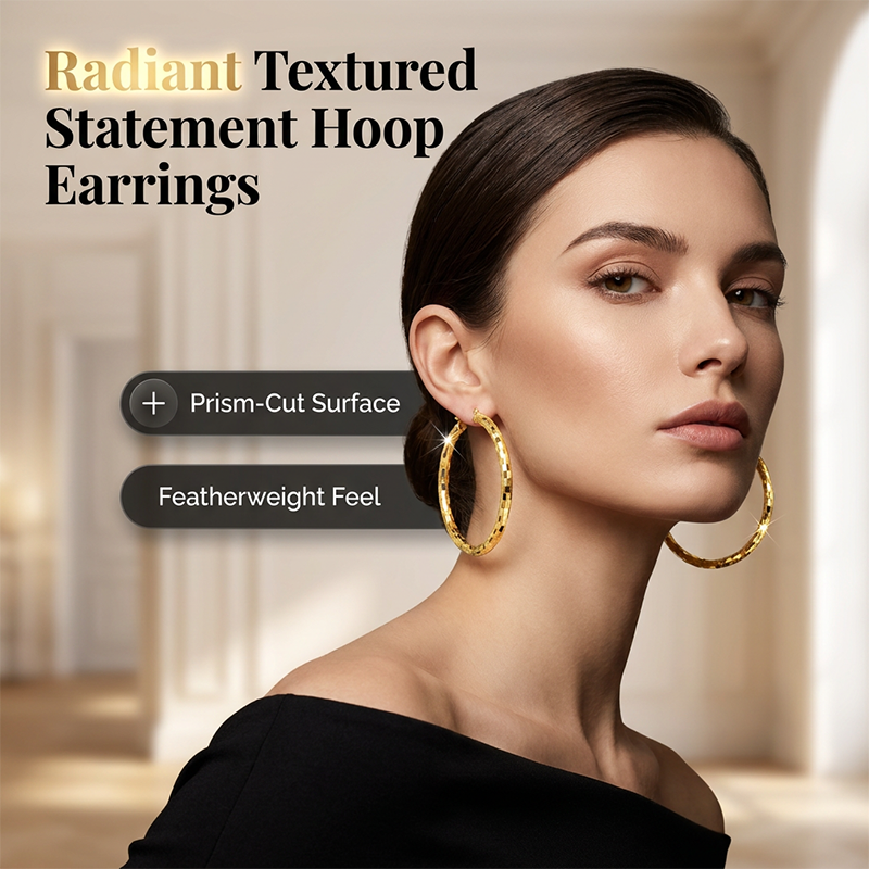 💫💥 Minimalistische oorringen met textuur voor dames – diamantgeslepen, kliksluiting, dagelijkse glans ✨