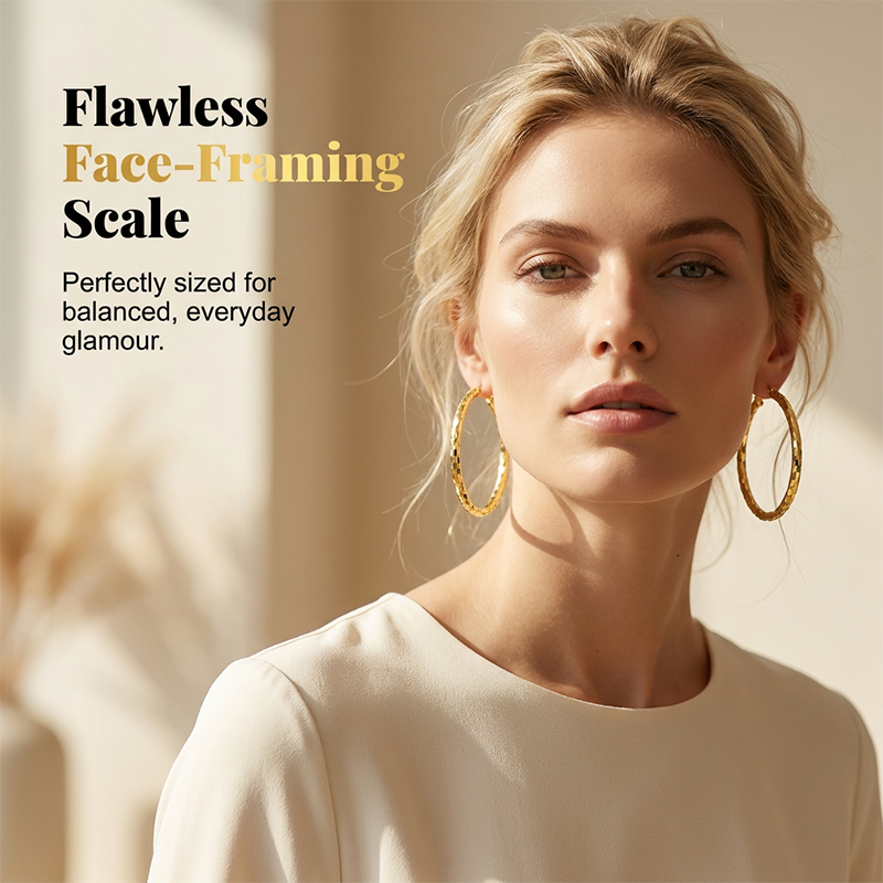 💫💥 Minimalistische oorringen met textuur voor dames – diamantgeslepen, kliksluiting, dagelijkse glans ✨