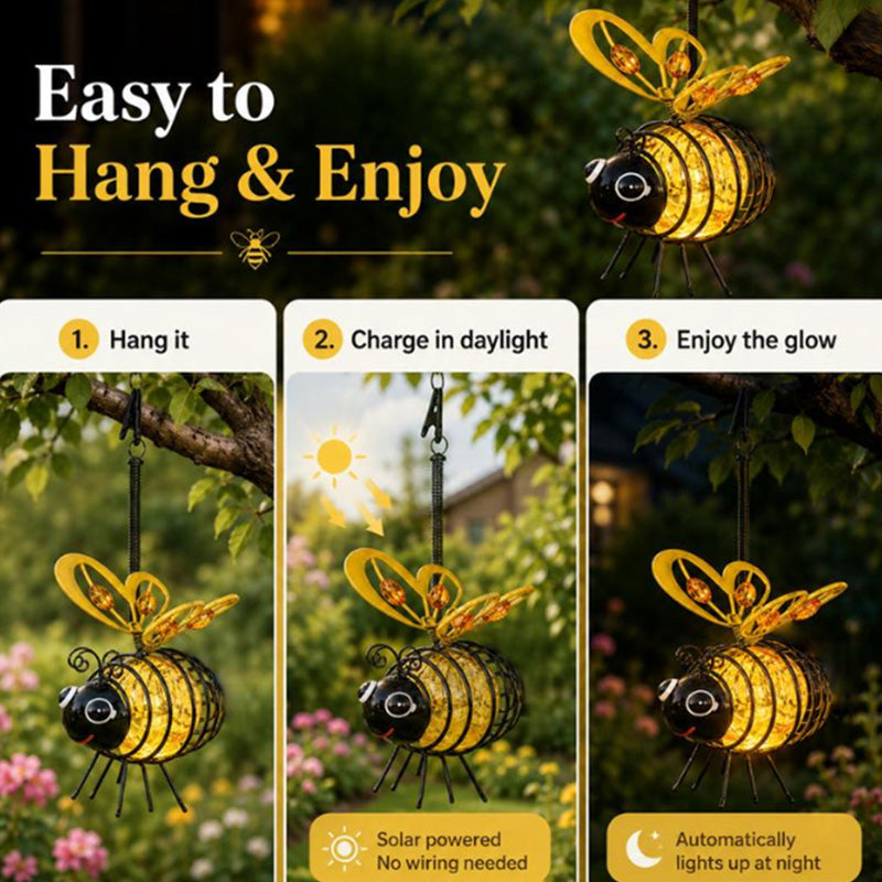 🏆🐝Hangende bijenlamp op zonne-energie voor buiten - Het perfecte cadeau voor plantenliefhebbers, moeders of eigenlijk iedereen die lacht.❤️