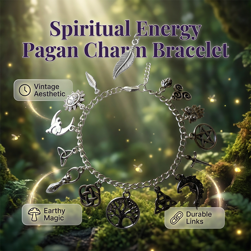 📿 TIJDELIJK 50% KORTING! ✨ Vintage Pagan bedelarmband – Spirituele symbolen, antiek zilver, Boheemse stijl 🌙