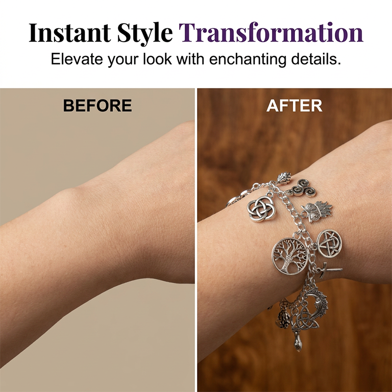 📿 TIJDELIJK 50% KORTING! ✨ Vintage Pagan bedelarmband – Spirituele symbolen, antiek zilver, Boheemse stijl 🌙
