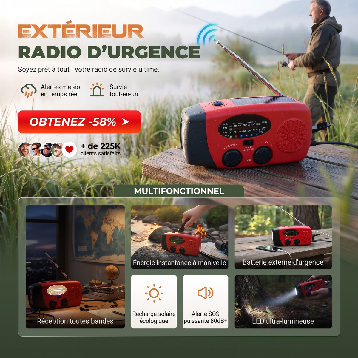 Nouveautés 2027 : -50 % pour une durée limitée !!!!🔥🔥Radio d'urgence solaire portable multifonction💥💥Préparez-vous à la guerre !!!✈️Achetez-en 2, livraison gratuite